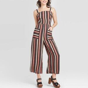 Xhilaration Striped Jumpsuit in Black, Pink, and Cream
